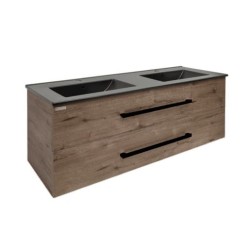 Kúpeľňová skrinka s čiernou úchytkou a umývadlom SAT Cube Way 120x53x46 cm dub Wellington mat CUBE46C1202DWMODC (CUBE46C1202DWMODC)