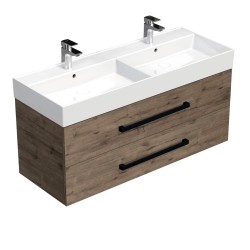 Kúpeľňová skrinka s čiernou úchytkou a umývadlom SAT Cube Way 120x53x46 cm dub Wellington mat CUBE46C1202DWSAT (CUBE46C1202DWSAT)