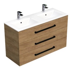 Kúpeľňová skrinka s čiernou úchytkou a umývadlom SAT Cube Way 120x71x46 cm dub Hickory mat CUBE46C1203DHMOD (CUBE46C1203DHMOD)