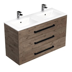 Kúpeľňová skrinka s čiernou úchytkou a umývadlom SAT Cube Way 120x76,5x46 cm dub Wellington mat CUBE46C1203DWMOD (CUBE46C1203DWMOD)
