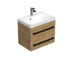 Kúpeľňová skrinka s čiernou úchytkou a umývadlom SAT Cube Way 60x53x40 cm dub Hickory mat CUBE2C60ZDH (CUBE2C60ZDH)