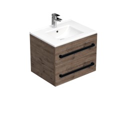 Kúpeľňová skrinka s čiernou úchytkou a umývadlom SAT Cube Way 60x53x46 cm dub Wellington mat CUBE46C602DWMOD (CUBE46C602DWMOD)