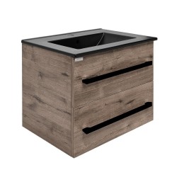 Kúpeľňová skrinka s čiernou úchytkou a umývadlom SAT Cube Way 60x53x46 cm dub Wellington mat CUBE46C602DWMODC (CUBE46C602DWMODC)