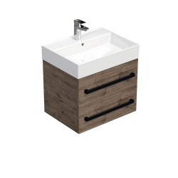 Kúpeľňová skrinka s čiernou úchytkou a umývadlom SAT Cube Way 60x53x46 cm dub Wellington mat CUBE46C602DWSAT (CUBE46C602DWSAT)