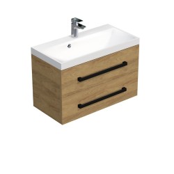 Kúpeľňová skrinka s čiernou úchytkou a umývadlom SAT Cube Way 80x53x40 cm dub Hickory mat CUBE2C80ZDH (CUBE2C80ZDH)
