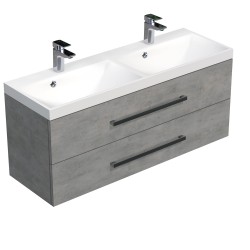 Kúpeľňová skrinka s dvojumývadlom SAT Cube Way 120x53x40 cm betón CUBE2120ZBE (CUBE2120ZBE)