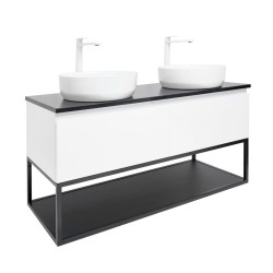 Kúpeľňová skrinka s kamennou krycou doskou SAT B-Way 119x30x45 cm biela lesk BWAY120WU2B2BF (BWAY120WU2B2BF)