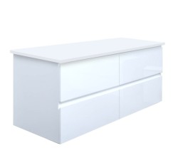 Kúpeľňová skrinka s krycou doskou SAT B-Way 119x50x45 cm biela lesk BWAY2120WDESK (BWAY2120WDESK)