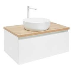 Kúpeľňová skrinka s krycou doskou SAT B-WAY 79x30x45 cm biela lesk BWAY80WDOAKU2B (BWAY80WDOAKU2B)