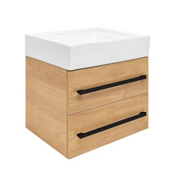 Kúpeľňová skrinka s umývadlom a čiernou úchytkou SAT Cube Way 60x53x46 cm dub Hickory mat CUBE46C602DHSATCW (CUBE46C602DHSATCW)