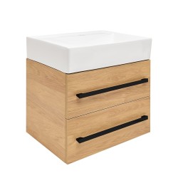 Kúpeľňová skrinka s umývadlom a čiernou úchytkou SAT Cube Way 60x53x46 cm dub Hickory mat CUBE46C602DHSATCWL (CUBE46C602DHSATCWL)