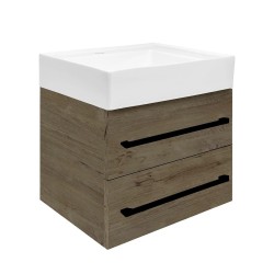 Kúpeľňová skrinka s umývadlom a čiernou úchytkou SAT Cube Way 60x53x46 cm dub Wellington mat CUBE46C602DWSATCW (CUBE46C602DWSATCW)