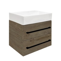 Kúpeľňová skrinka s umývadlom a čiernou úchytkou SAT Cube Way 60x53x46 cm dub Wellington mat CUBE46C602DWSATCWL (CUBE46C602DWSATCWL)