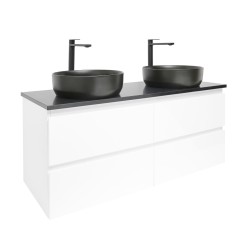 Kúpeľňová skrinka s umývadlom a technickým kameňom SAT B-Way 119x50x45 cm biela lesk BWAY2120WTKUB (BWAY2120WTKUB)