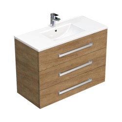 Kúpeľňová skrinka s umývadlom SAT Cube Way 100x76,5x46 cm dub Hickory CUBE461003DHMOD (CUBE461003DHMOD)