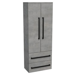 Kúpeľňová skrinka vysoká s čiernou úchytkou SAT Cube Way 60x163x33 cm betón mat CUBE3CV60BE (CUBE3CV60BE)