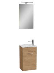 Kúpeľňová zostava s umývadlom zrkadlom a osvetlením VitrA Mia 39x61x28 cm zlatý dub MIASET40D (MIASET40D)