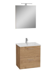 Kúpeľňová zostava s umývadlom zrkadlom a osvetlením VitrA Mia 59x61x39,5 cm zlatý dub MIASET60D (MIASET60D)