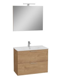 Kúpeľňová zostava s umývadlom zrkadlom a osvetlením VitrA Mia 79x61x39,5 cm zlatý dub MIASET80D (MIASET80D)