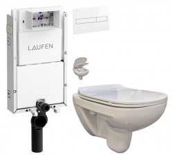 LAUFEN Podomít. systém LIS TW1 SET s bielym tlačidlom + WC bez oplachového kruhu Edge + SEDADLO (H8946630000001BI EG1)