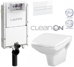 LAUFEN Podomít. systém LIS TW1 SET s bielym tlačidlom + WC CERSANIT CLEANON CARINA + SEDADLO (H8946630000001BI CA2)