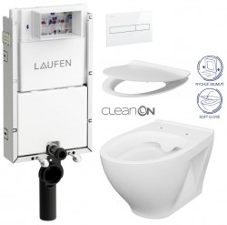 LAUFEN Podomít. systém LIS TW1 SET s bielym tlačidlom + WC CERSANIT CLEANON MODUO + SEDADLO (H8946630000001BI MO1)