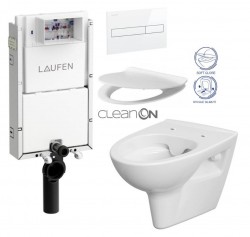 LAUFEN Podomít. systém LIS TW1 SET s bielym tlačidlom + WC CERSANIT CLEANON PARVA + SEDADLO (H8946630000001BI PA2)
