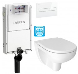 LAUFEN Podomít. systém LIS TW1 SET s bielym tlačidlom + WC JIKA LYRA PLUS RIMLESS + SEDADLO duraplastu (H8946630000001BI LY1)