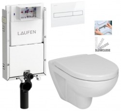 LAUFEN Podomít. systém LIS TW1 SET s bielym tlačidlom + WC JIKA LYRA PLUS + SEDADLO duraplastu SLOWCLOSE (H8946630000001BI LY5)
