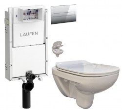 LAUFEN Podomít. systém LIS TW1 SET s chrómovým tlačidlom + WC bez oplachového kruhu Edge + SEDADLO (H8946630000001CR EG1)