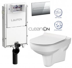 LAUFEN Podomít. systém LIS TW1 SET s chrómovým tlačidlom + WC CERSANIT CITY NEW CLEANON + WC SEDENIE SLIM (H8946630000001CR CI2)