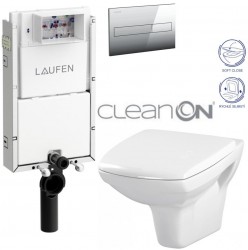 LAUFEN Podomít. systém LIS TW1 SET s chrómovým tlačidlom + WC CERSANIT CLEANON CARINA + SEDADLO (H8946630000001CR CA2)