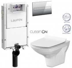 LAUFEN Podomít. systém LIS TW1 SET s chrómovým tlačidlom + WC CERSANIT CLEANON CARINA + SEDADLO (H8946630000001CR CA3)