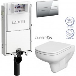 LAUFEN Podomít. systém LIS TW1 SET s chrómovým tlačidlom + WC CERSANIT CLEANON COLOUR + SEDADLO (H8946630000001CR CN1)