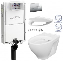 LAUFEN Podomít. systém LIS TW1 SET s chrómovým tlačidlom + WC CERSANIT CLEANON MODUO + SEDADLO (H8946630000001CR MO1)