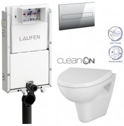 LAUFEN Podomít. systém LIS TW1 SET s chrómovým tlačidlom + WC CERSANIT CLEANON PARVA + SEDADLO (H8946630000001CR PA1)