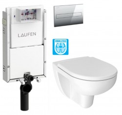 LAUFEN Podomít. systém LIS TW1 SET s chrómovým tlačidlom + WC JIKA LYRA PLUS RIMLESS + SEDADLO duraplastu (H8946630000001CR LY1)