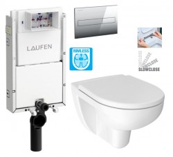 LAUFEN Podomít. systém LIS TW1 SET s chrómovým tlačidlom + WC JIKA LYRA PLUS RIMLESS + SEDADLO duraplastu SLOWCLOSE (H8946630000001CR LY2)