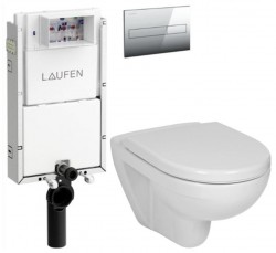 LAUFEN Podomít. systém LIS TW1 SET s chrómovým tlačidlom + WC JIKA LYRA PLUS + SEDADLO duraplastu (H8946630000001CR LY6)
