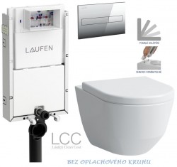 LAUFEN Podomít. systém LIS TW1 SET s chrómovým tlačidlom + WC LAUFEN PRO LCC RIMLESS + SEDADLO (H8946630000001CR LP2)