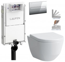 LAUFEN Podomít. systém LIS TW1 SET s chrómovým tlačidlom + WC LAUFEN PRO + SEDADLO (H8946630000001CR LP3)