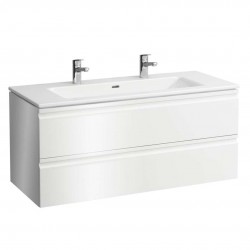 Laufen - Pro S Skrinka s dvojumývadlom, 120x55x50 cm, 2 zásuvky, lesklá biela (H8619674751071)