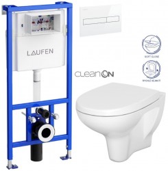 LAUFEN Rámový podomietkový modul CW1 SET s bielym tlačidlom + WC CERSANIT ARTECO CLEANON + SEDADLO (H8946600000001BI AT1)