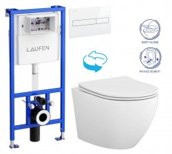 LAUFEN Rámový podomietkový modul CW1 SET s bielym tlačidlom + WC CERSANIT DESSE VORTEX + SEDADLO (H8946600000001BI ES1)
