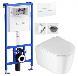 LAUFEN Rámový podomietkový modul CW1 SET s bielym tlačidlom + WC DEANTE Jasmin so sedadlom RIMLESS (H8946600000001BI JA1)