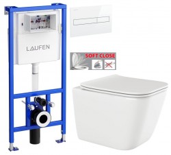 LAUFEN Rámový podomietkový modul CW1 SET s bielym tlačidlom + WC INVENA PAROS  + SEDADLO (H8946600000001BI RO1)