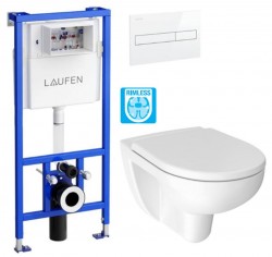 LAUFEN Rámový podomietkový modul CW1 SET s bielym tlačidlom + WC JIKA LYRA PLUS RIMLESS + SEDADLO duraplastu (H8946600000001BI LY1)