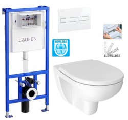LAUFEN Rámový podomietkový modul CW1 SET s bielym tlačidlom + WC JIKA LYRA PLUS RIMLESS + SEDADLO duraplastu SLOWCLOSE (H8946600000001BI LY2)