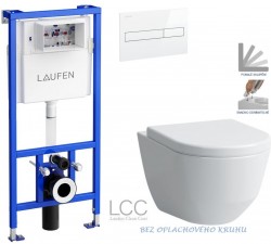 LAUFEN Rámový podomietkový modul CW1 SET s bielym tlačidlom + WC LAUFEN PRO LCC RIMLESS + SEDADLO (H8946600000001BI LP2)