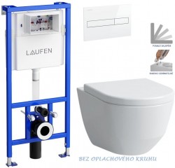 LAUFEN Rámový podomietkový modul CW1 SET s bielym tlačidlom + WC LAUFEN PRO RIMLESS + SEDADLO (H8946600000001BI LP1)